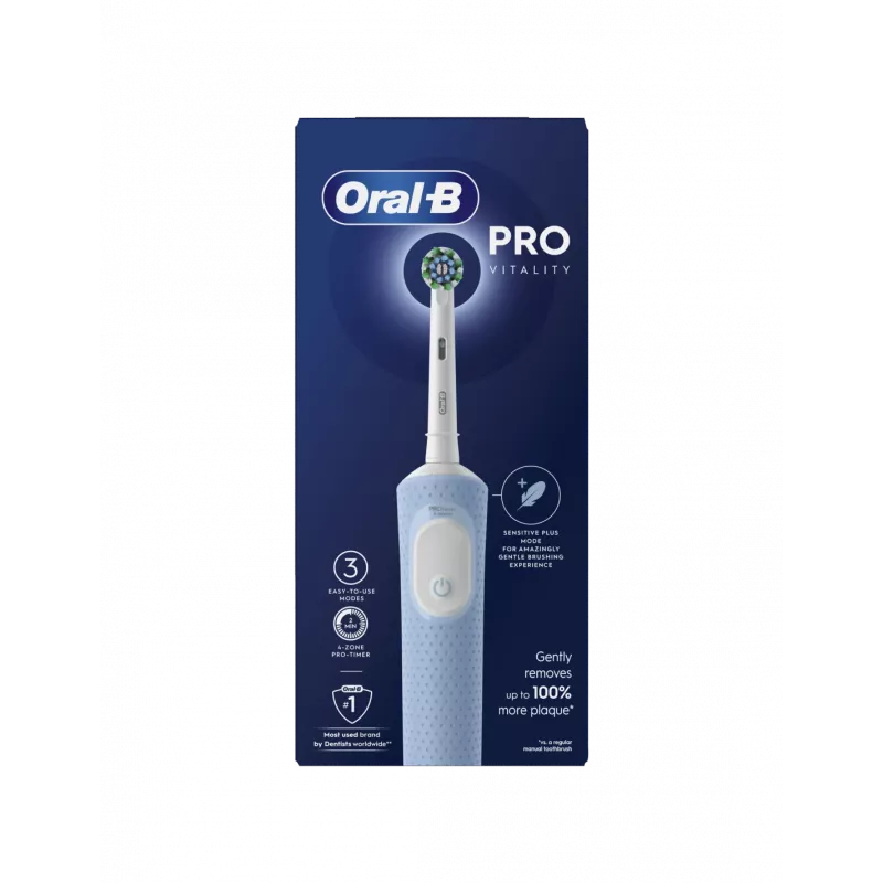 Oral-B Vitality Pro elektrihambahari, laetav, täiskasvanutele, 1 harjaots, 3 puhastusrežiimi, sinine