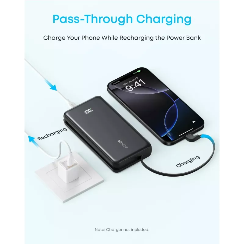 Anker Power Bank, 22.5W | Zolo A110EH11 | 20000 mAh | USB-C | Must