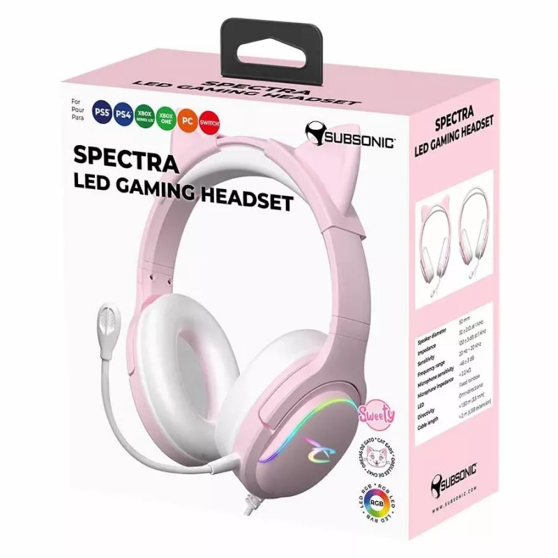 Peakomplekt Subsonic Spectra LED mänguripeakomplekt Sweety Pink