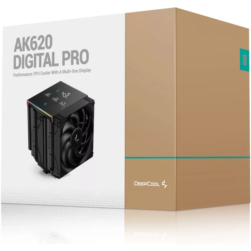 Protsessori õhujahuti DeepCool AK620 Digital PRO — 120 mm ventilaator, 1750 p/min, 25 dB, 12 V, sobib LGA1700/AM5, must