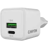 Canyon Laadija CU20AC GaN 20W PD, 2-pordiline (USB-A/USB-C) WH jaemüük (CNS-CUW20AC)