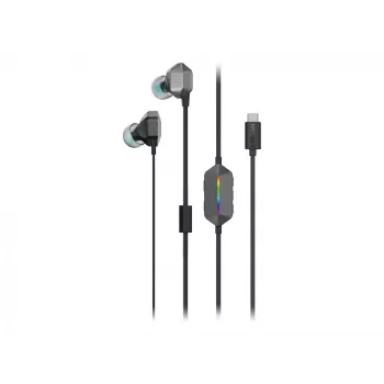 Lenovo Legion E510 kõrvaklapid, juhtmega, kõrvasisesed, mängimiseks, USB USB-C, hallid