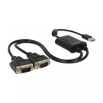 DeLOCK 63950 jadakaabel USB 2.0 Type-A 2 x RS-232 DB9 Must 0,6 m