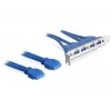 DeLOCK Slotblech USB3.0 Pin Header 19 Pin 2 x Sisemine > 4 x USB3.0-A Pesad Väljaspool - Slotblech (82974)