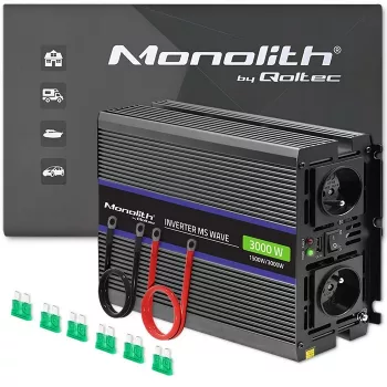 Pingemuundur QOLTEC Monolith 3000 MS Wave, 12 V → 230 V, 1500/3000 W, USB-ga