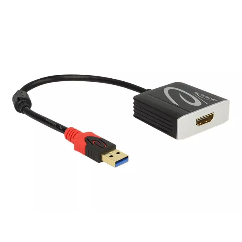 Video kaabliadapter DeLOCK 62736 USB Type-A HDMI-le 0,2 m Must