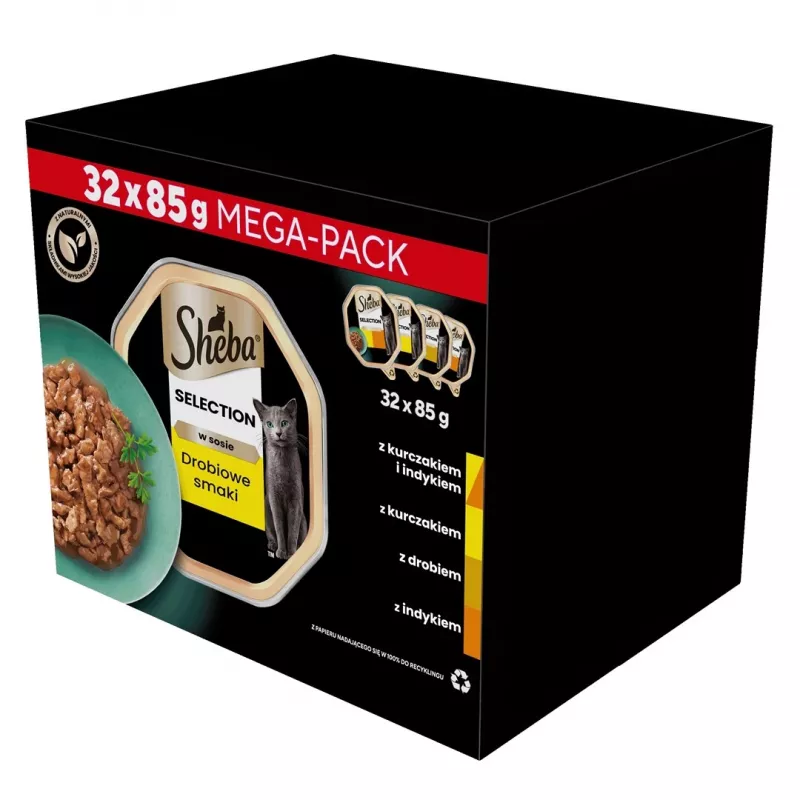 Märg kassitoit Sheba kandik Kaste Linnuliha (kana, kalkun) 32 x 85 g kandik