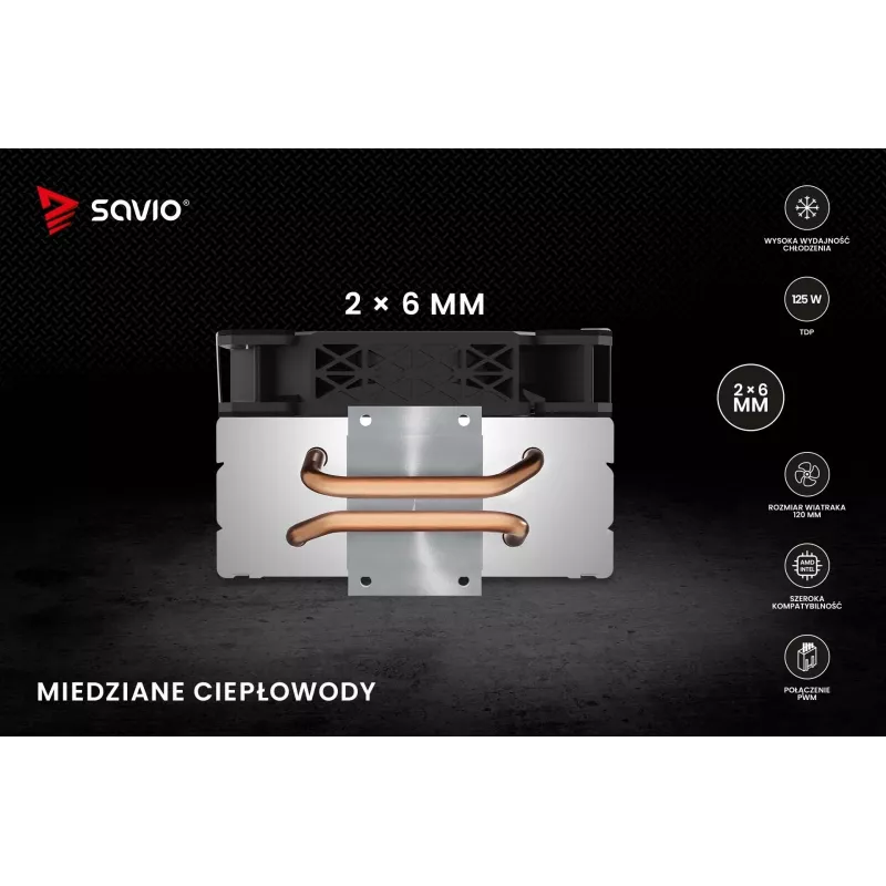 Jahutusradiaator SAVIO SAVGCOFROSTX2 120 mm must, 2 soojustoru, 800–1800 p/min, 4‑kontaktiline