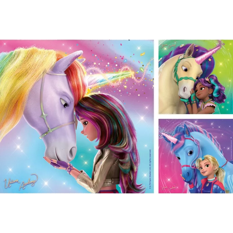 Pusle Ravensburger Unicorn Academy — 3 x 49 tk, komplekt lastele