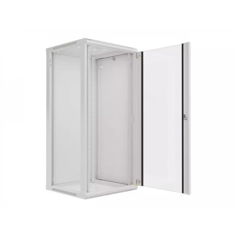 Lanberg seinale paigaldatav paigaldusrack-kapp 19'' 27U 600x600mm hall (klaasuks)