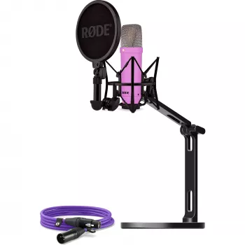 NT1 Signature +XLR-kaabel + lauaarvuti stuudiovars, mikrofon lilla, komplekt