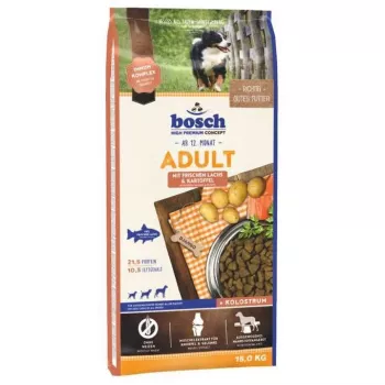 Kuiv koeratoit Bosch Adult Salmon & Potato 15 kg – täiskasvanud koerad, 21,5% valku, 10,5% rasva