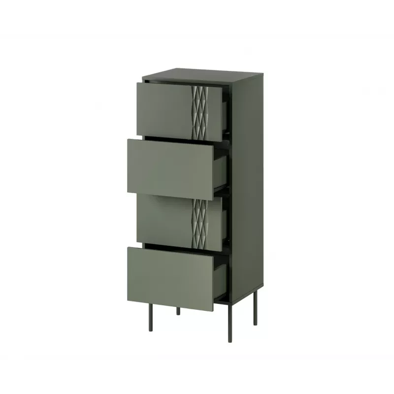 Kummut cama meble Cama 4S TRESSE 50x40x125 cm, matt roheline, 4 sahtlit, puitlaastplaat