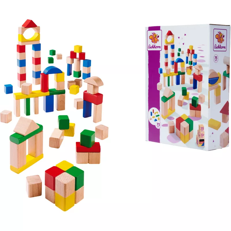 Eichhorn Holzbausteine Bunt/Natur (75 osa)