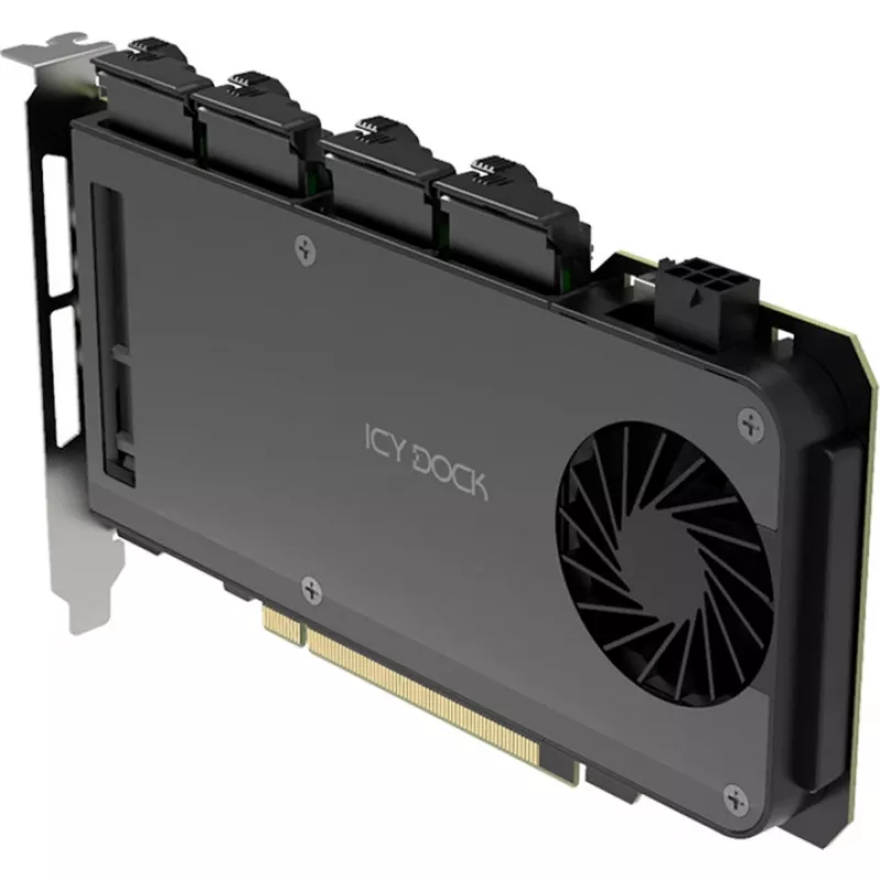 Adapterkaart 4 x M.2 NVMe SSD mobiilne riiul, icy dock MB204MP-B