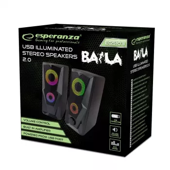Kõlar ESPERANZA BAILA 6 W juhtmega põrandakõlar, 6 W RMS, 160–20000 Hz, 3 Ω, USB ja 3,5 mm, paar