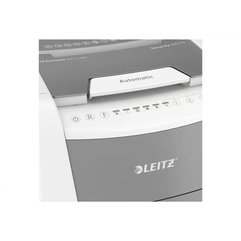Leitz IQ Autofeed Office 300 automaatne paberipurustaja P4, ristpurustus, 22 cm, 4 x 30 mm, 60 L, 500 lehte, 55 dB