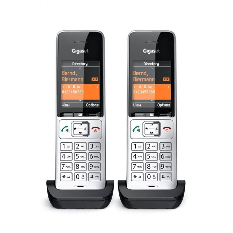 Gigaset COMFORT 500HX duo Analoog/DECT telefon Kõne tuvastus Must, Hõbedane