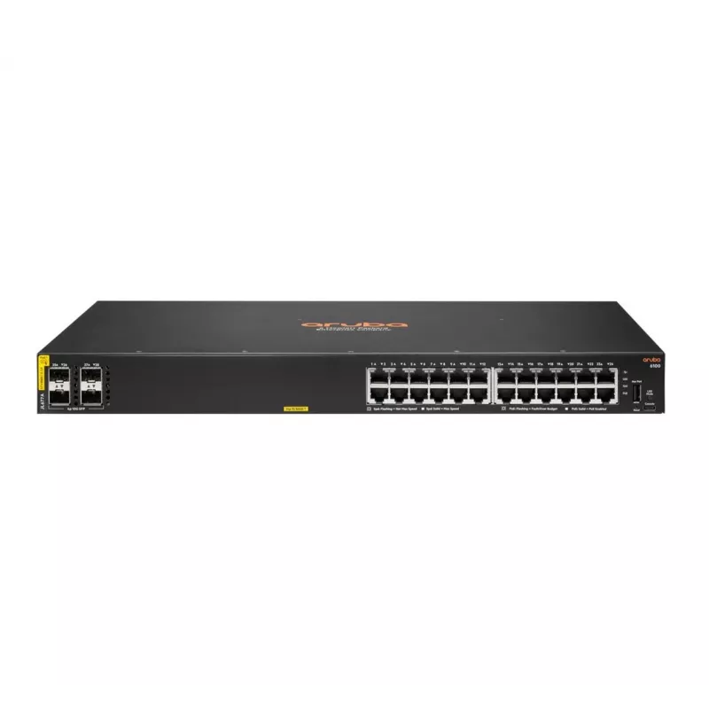 HPE Aruba Networking CX 6100 24G Class4 PoE 4SFP+ 370W Hallatav L3 Gigabit Ethernet (10/100/1000) Power over Ethernet (PoE) 1U Must