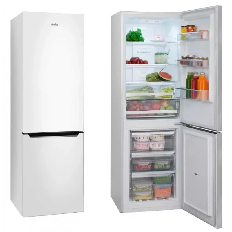 Külmutuskapi ja sügavkülmiku kombinatsioon AMICA FK2695.2FT(E) — 269 L, alumine sügavkülmik, valge, R600a