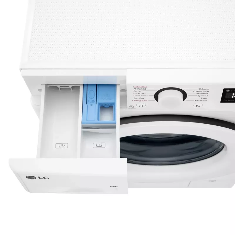 LG | Pesumasin | F2WR508SWW | Energiatõhususe klass A-10% | Eestlaadimine | Pesuvõimsus 8 kg | 1200 p/min | Sügavus 47,5 cm | Laius 60 cm | Ekraan | LED | Aurufunktsioon