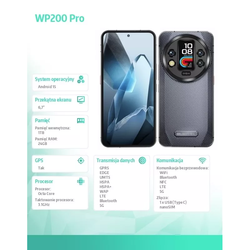 Oukitel WP200 Pro 5G 6.7 24GB/1TB DS. 8800mAh Hall