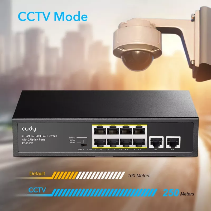 Cudy FS1010P võrgulüliti Fast Ethernet (10/100) Power over Ethernet (PoE) must
