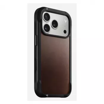 Mobiiltelefoni ümbris Nomad Rugged Leather ümbris iPhone 17 Pro, 6,3 tolli (16 cm), pruun, nahk/TPU/alumiinium