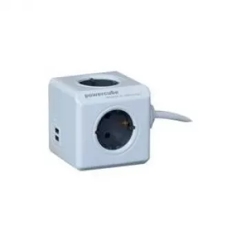 Allocacoc 1406GY/DEEUPC pikendusjuhe, 1,5 m, 4 vahelduvvoolupistikut, hall valge