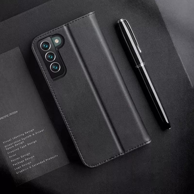 Dux Ducis Hivo klapiga nahast rahakott-tüüpi ümbris Samsung Galaxy S22+ (S22 Plus) jaoks, must