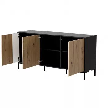 Kummut cama meble MERCI 151 x 40 x 74 cm — must / käsitöötamm, puitlaastplaat