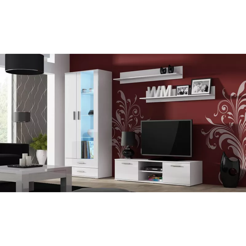 Cama TV-alus SOHO 140 valge/valge läikiv