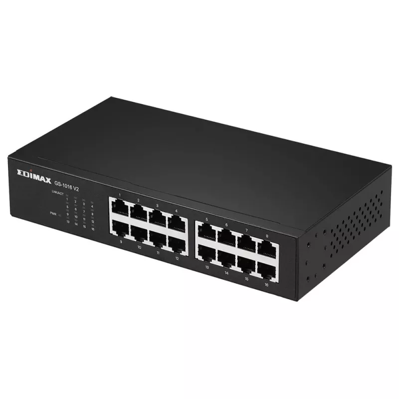 Edimax GS-1016 V2 võrgulüliti, hallatav Gigabit Ethernet (10/100/1000), must