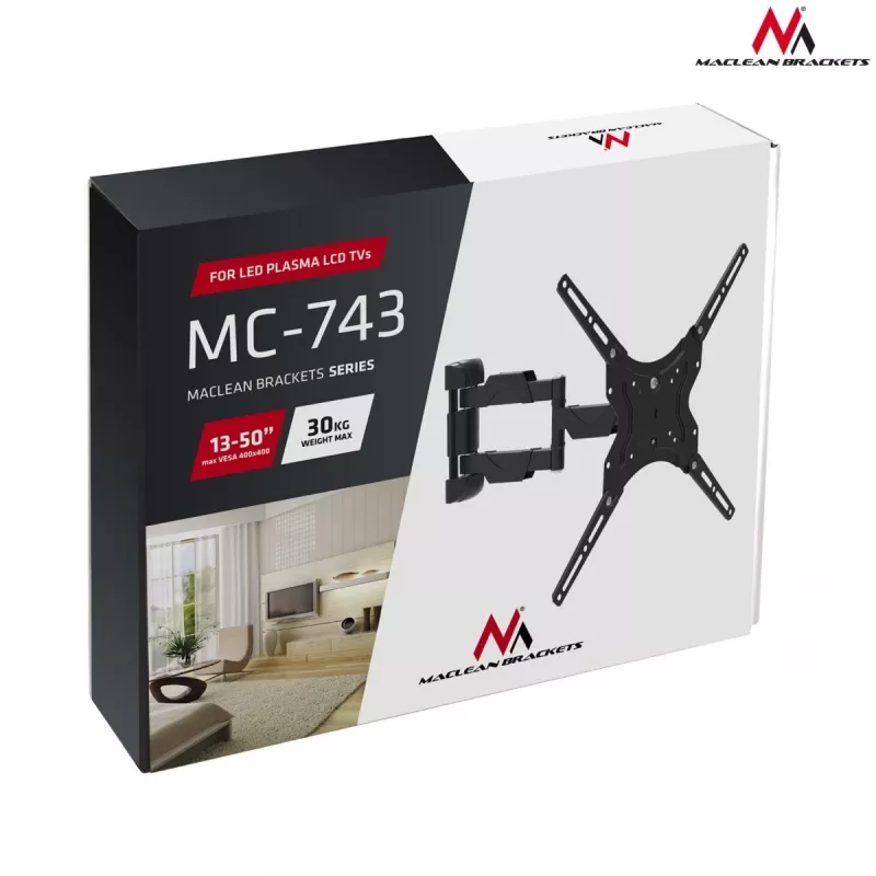 Maclean Mc-743 - Vesa monitori-/TV kinnitus, 13-50 must, 30 kg