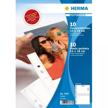 Fototaskud HERMA Fotophan 13x18 cm horisontaalpaigutus valge 10 tk