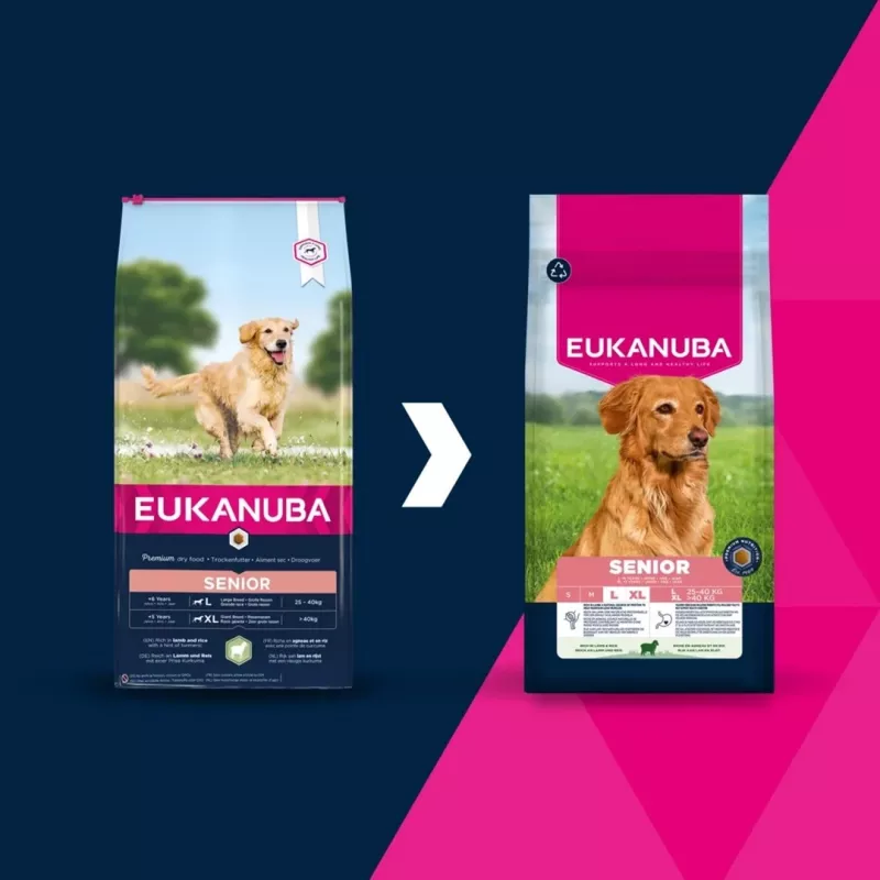 Kuiv koeratoit EUKANUBA Senior Large Lamb and Rice 12 kg — suurtele seeniorkoertele, 24% valku, 12% rasva