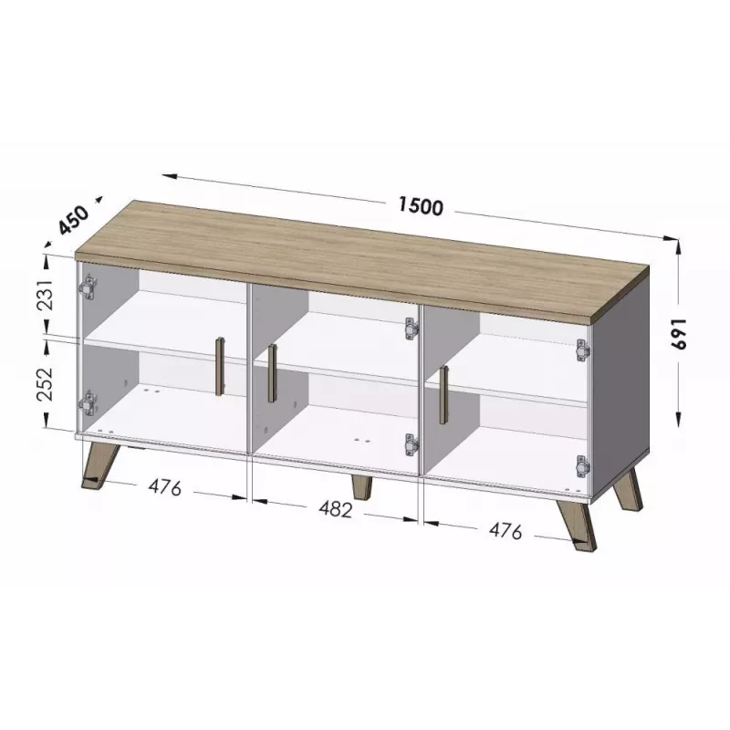 Cama sideboard LOTTA 150 3D wotan oak + mat Must