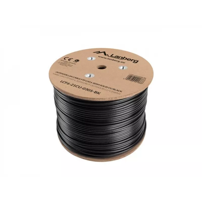 Lanberg LCF6-21CU-0305-BK võrgukaabel must 305 m Cat6 F/UTP (FTP) välistingimustes