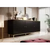 GLAMOUR kummut 180x40x75,5 cm, must matt + kuldne