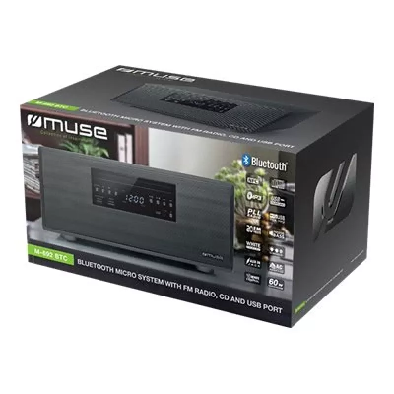 Muse | Bluetooth Microsüsteem | M-692 BTC | Jah | 2 x 30 W | Bluetooth | Must | NFC funktsioonid | Juhtmevaba ühendus