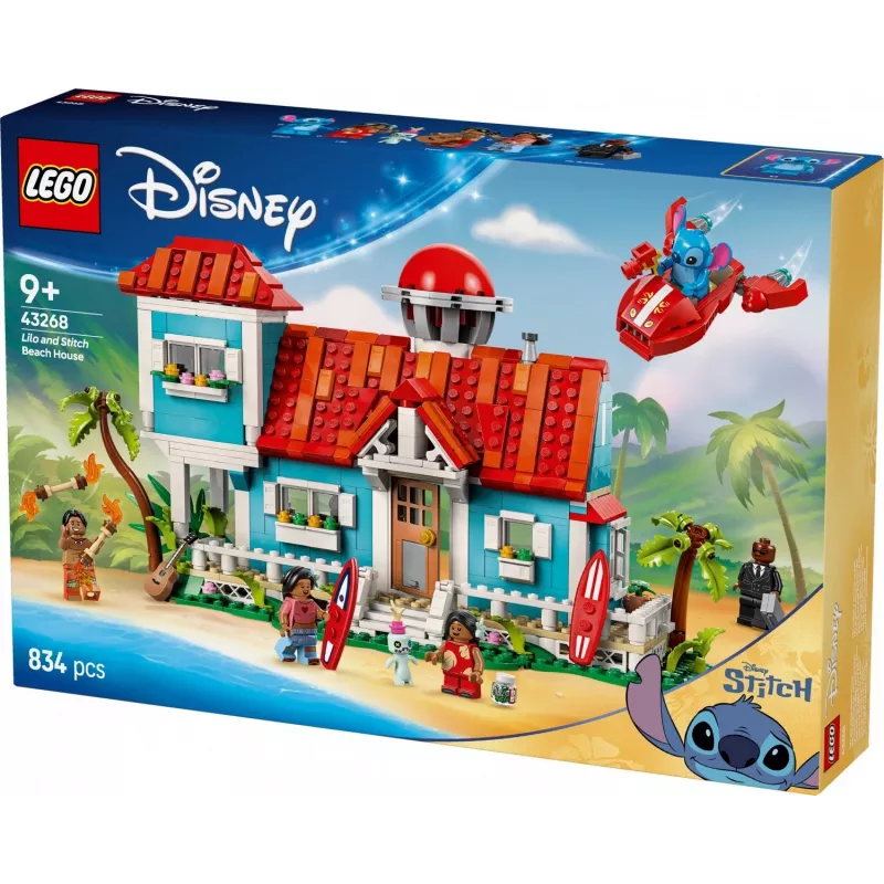 LEGO komplekt Disney 43268 rannamaja — modulaarne majaehitus, 834 tk, 5 minifiguuri, vanus 9+