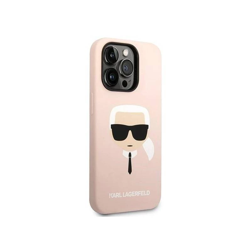 Karl Lagerfeld KLHMP14XSLKHLP iPhone 14 Pro Max 6.7 kõva ümbris heleroosa / heleroosa Silikoon Karl tolline Pea Magsafe
