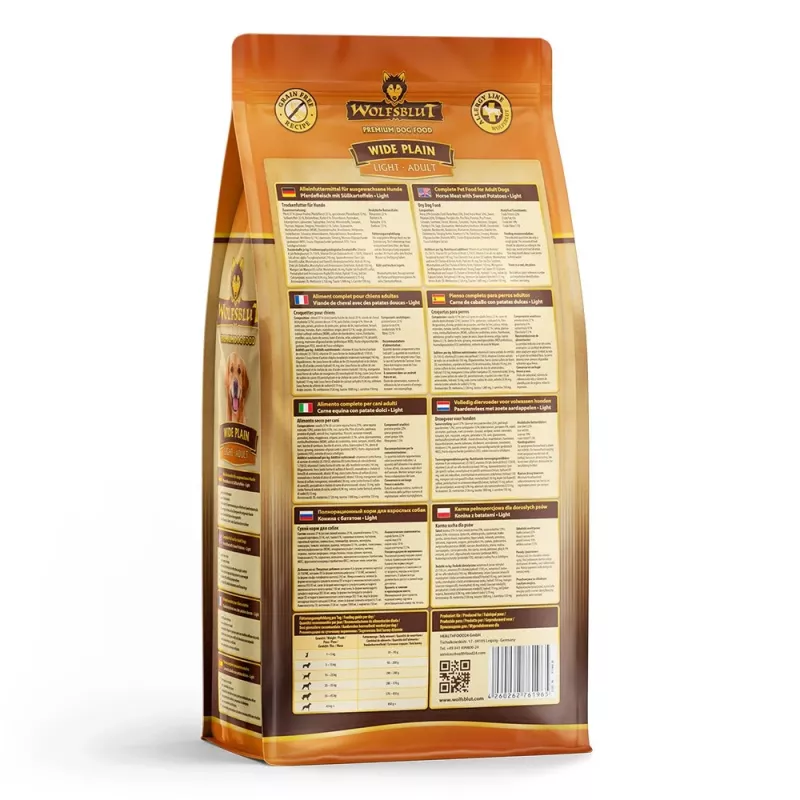 WOLFSBLUT Wide Plain Light Horse bataatidega - kuiv koeratoit - 2kg