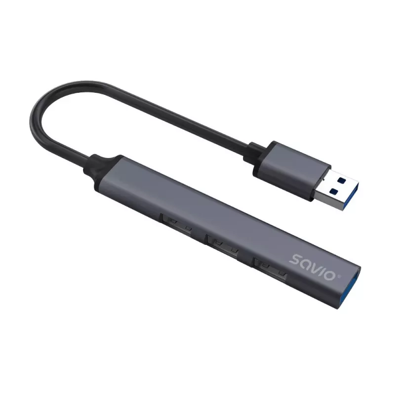 USB-hub SAVIO AK-70, 7-port USB 3.0, 4 kasutatavat porti, USB Type-A host, 5 Gbit/s edastuskiirus, garantii 2 aastat