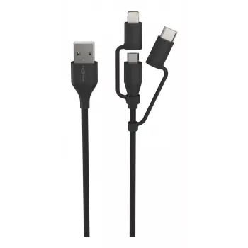 Ansmann kaabel USB to 3in1 120cm Must Micro-USB B