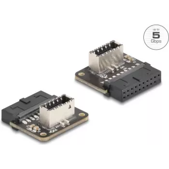 DeLOCK 67239 kaablisoolisemuundur 19-kontaktiline USB USB-tüüp-E must roostevaba teras