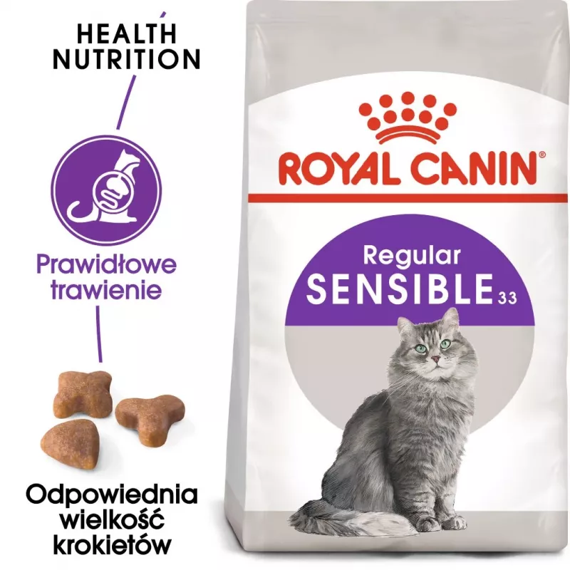 Kuiv kassitoit Royal Canin Sensible 33 4 kg — Täiskasvanud, linnuliha ja riis, valk 33%, rasv 22%