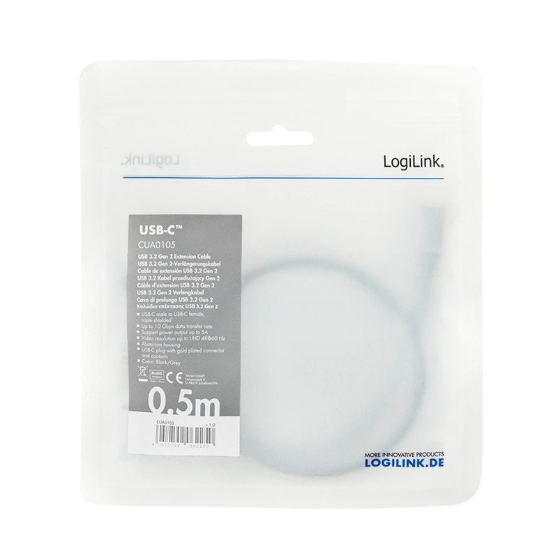 LogiLink USB-kaabel USB 3.2 Gen 2 CUA0105 0,5 m USB-C Must Hall