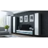 TV-alus Cama Meble VIGO NEW 30/140/40 — 1400×400×300 mm, hall pealispind, puitlaastplaat, hall raam, valged läikivad esipaneelid