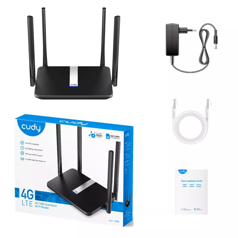 Cudy LT500 traadita ruuter Fast Ethernet Dual-band (2,4 GHz / 5 GHz) 4G must